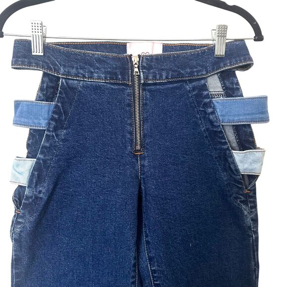 REVICE Shes A 10 Cut Out Flared Denim Sz 25 - Picture 4 of 6